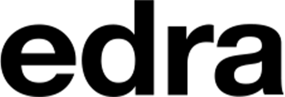 Logo der Marke Edra, in schwarzer Schrift auf transparentem Hintergrund.